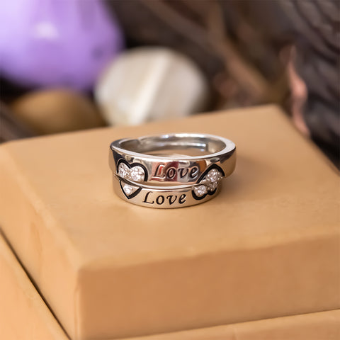 Silver Love Couple Ring