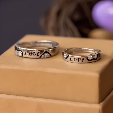 Silver Love Couple Ring