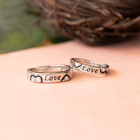 Silver Love Couple Ring