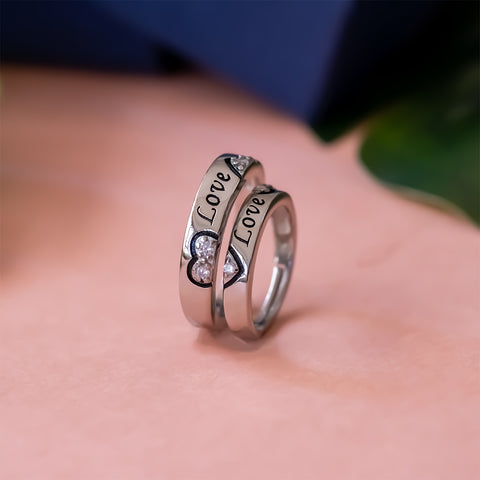 Silver Love Couple Ring