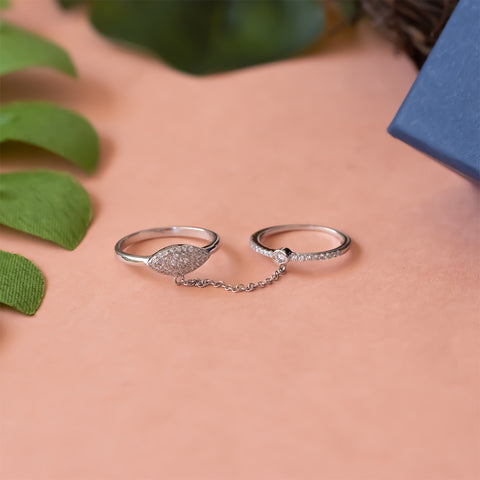 Double linked silver ring