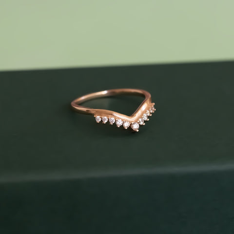 Aurora Designer - Salt and Pepper Diamond 14K Gold Crown Wedding Band Pear  Shape Round Curve Ring AD1543SP