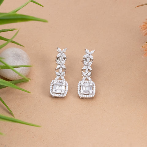 Square Sparkle Halo Stud Earrings | Sterling silver | Pandora US