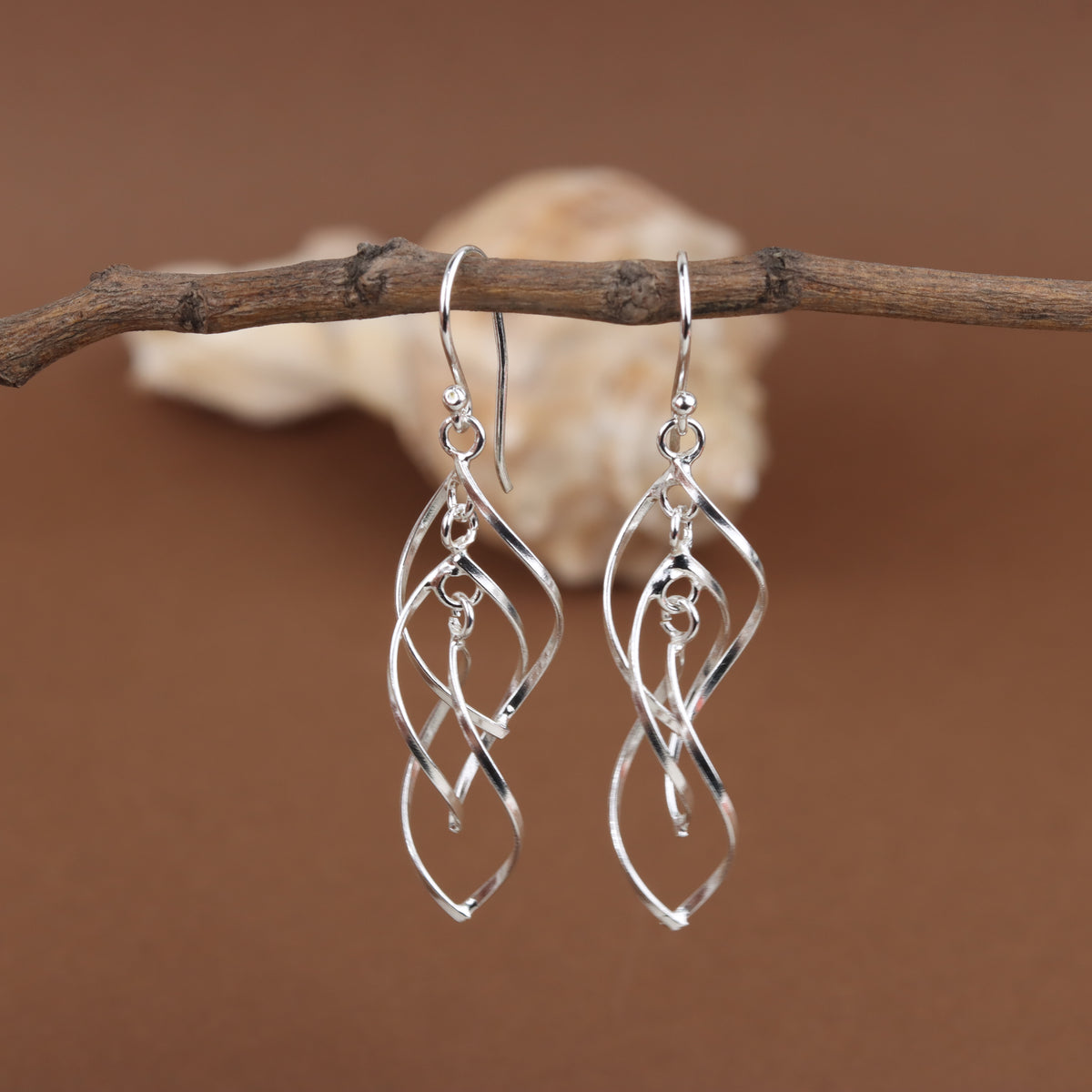 925 Sterling Silver Twisted Teardrop Drop Earrings for Women