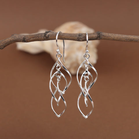 925 Sterling Silver Twisted Teardrop Drop Earrings for Women