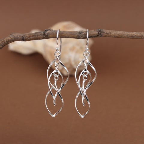 925 Sterling Silver Twisted Teardrop Drop Earrings for Women