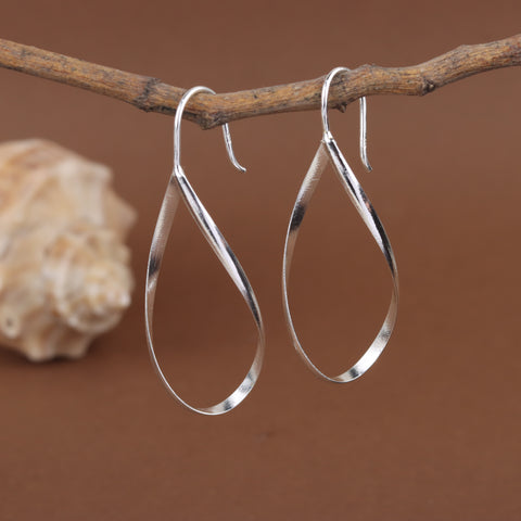 925 Sterling Silver Twisted Teardrop Drop Earrings for Women