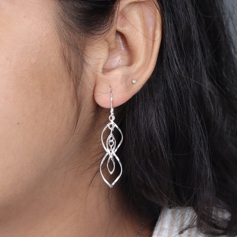 925 Sterling Silver Twisted Teardrop Drop Earrings for Women