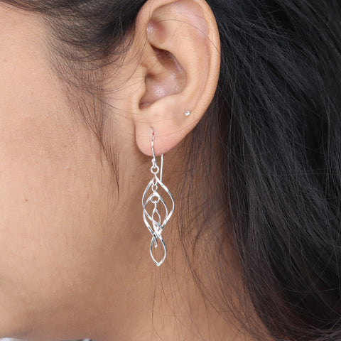 925 Sterling Silver Twisted Teardrop Drop Earrings for Women