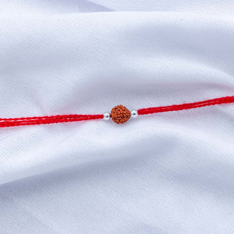 Rudraksha with plain silver bead rakhi