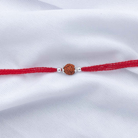 Rudraksha with silver bead rakhi