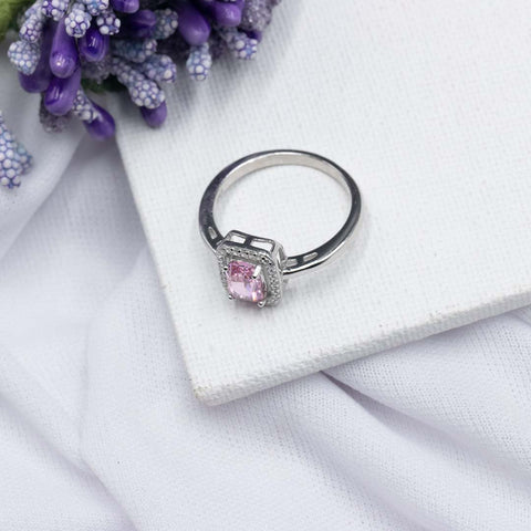 925 Silver Pink Sapphire Diamond Ring