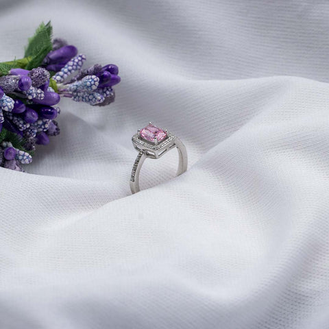 Pink sapphire diamond ring