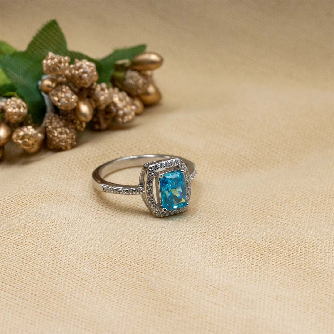 Silver Blue Gemstone Ring