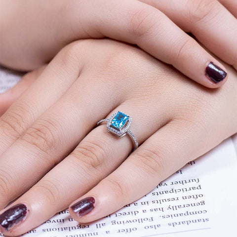 Silver Blue Gemstone Ring