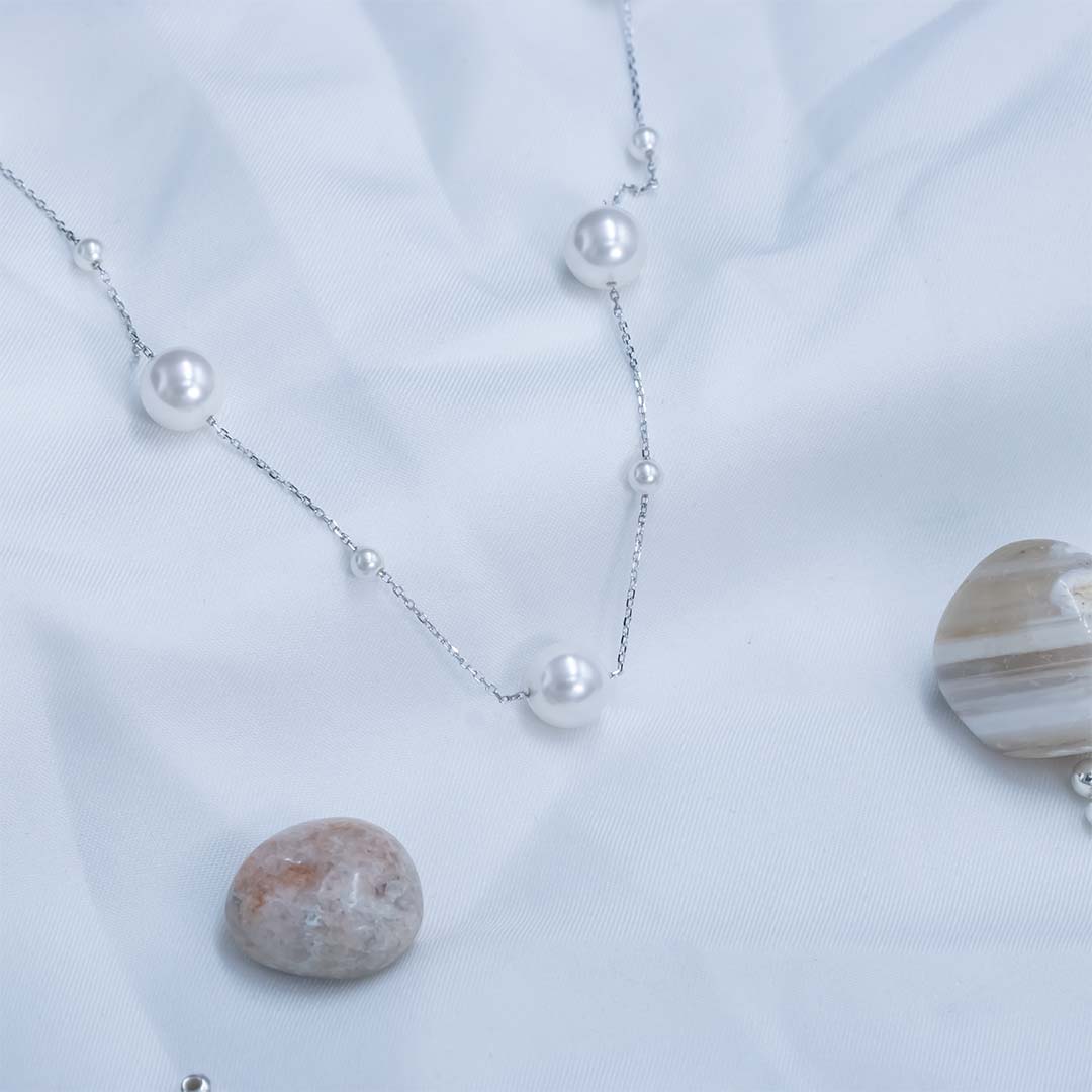 Silver freshwater pearl necklaces