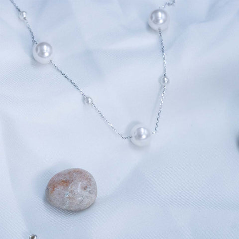 Silver freshwater pearl necklaces