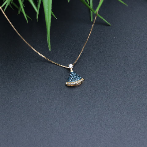 Gold Plated Shell Shape Blue Pendant With Chain