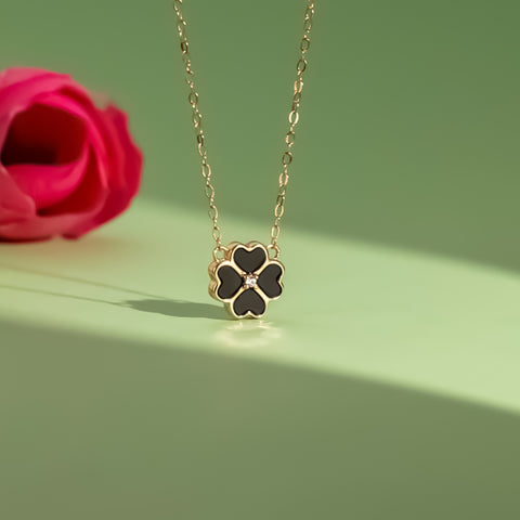 Rose gold flower heart shape pendant with chain