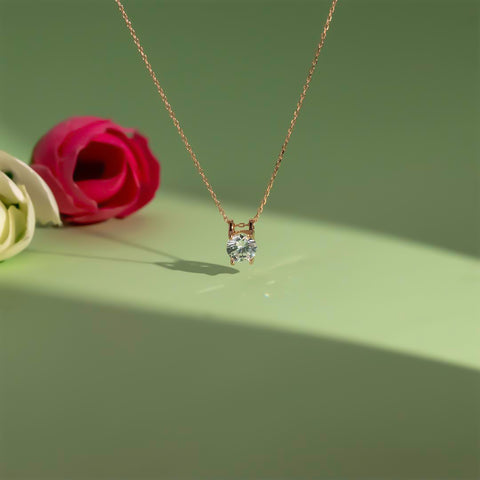 Rose gold hanging diamond pendant with chain