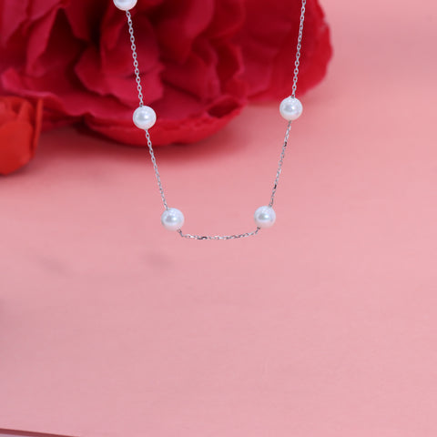 Silver white beads chain