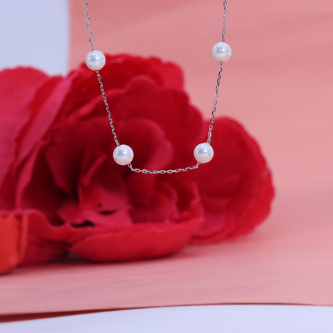 Silver white beads chain