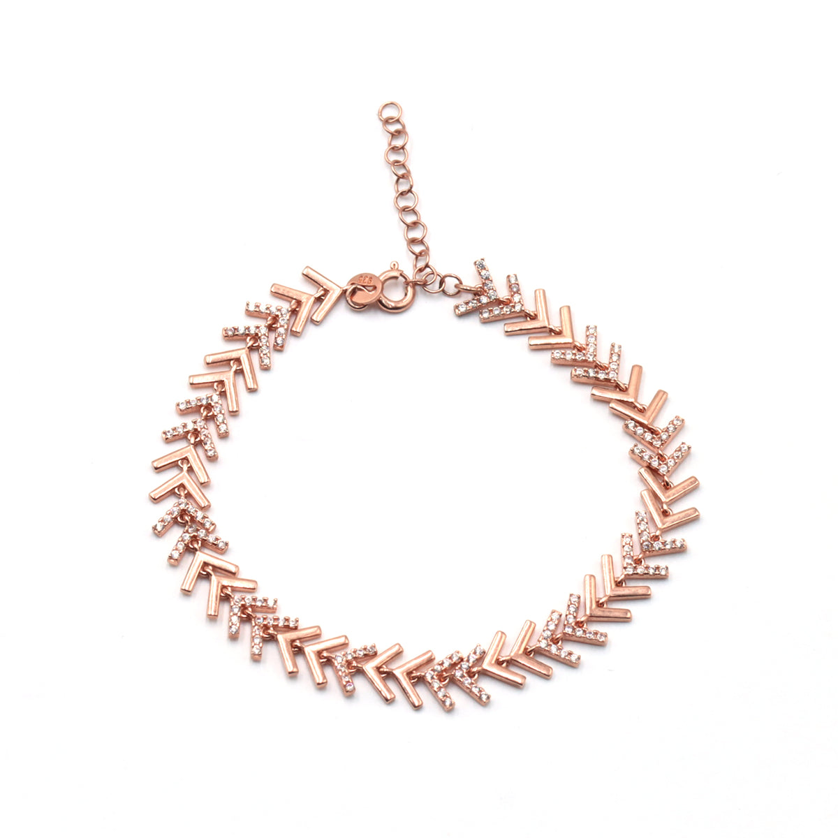 Rose gold long leaves diamond bracelet