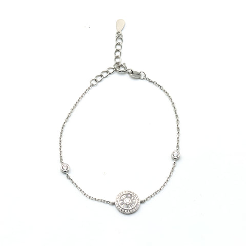 Silver round shape diamond woman's bracelet