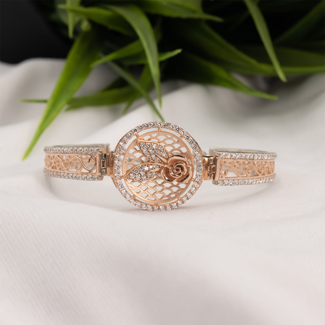 Rose gold rose diamond bracelet
