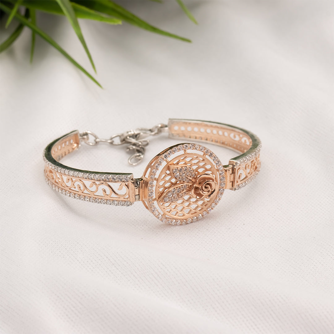 Rose gold rose diamond bracelet