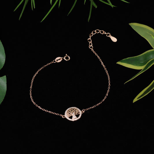 Rose gold tree diamond bracelet