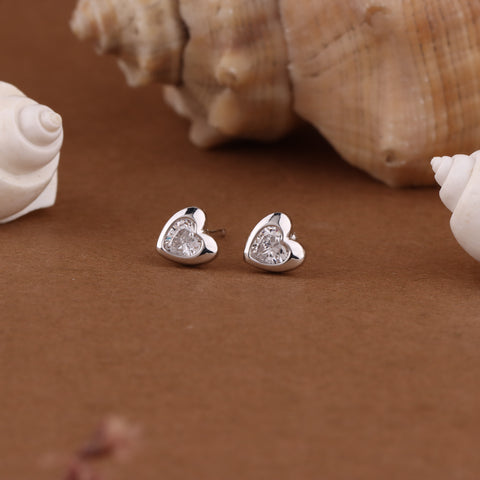 Silver Heart Shape Earrings