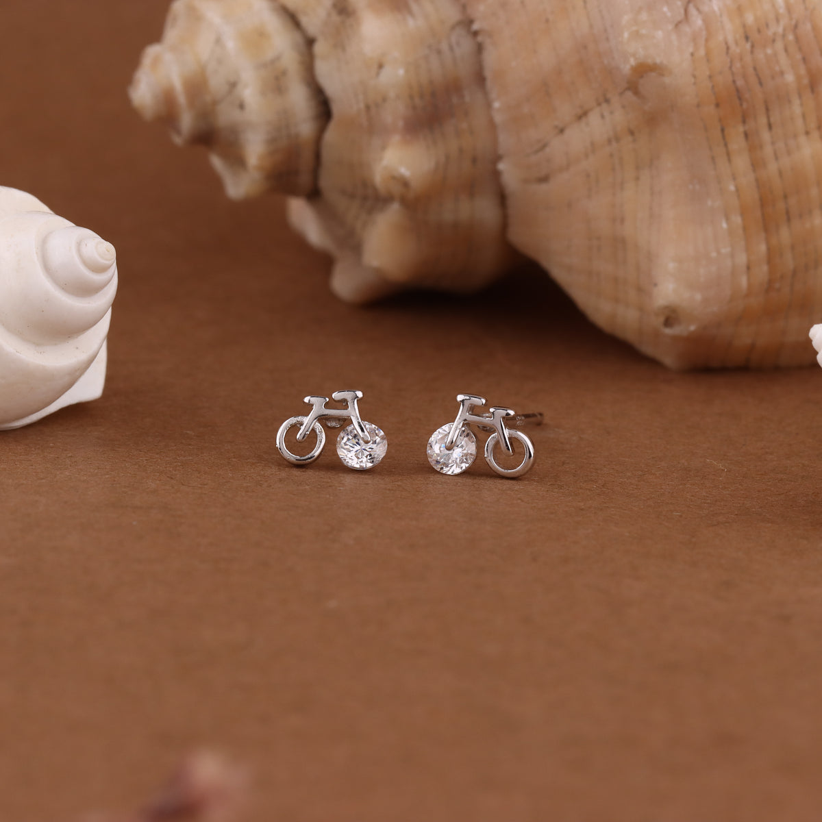 Silver Bicycle Stud Earring