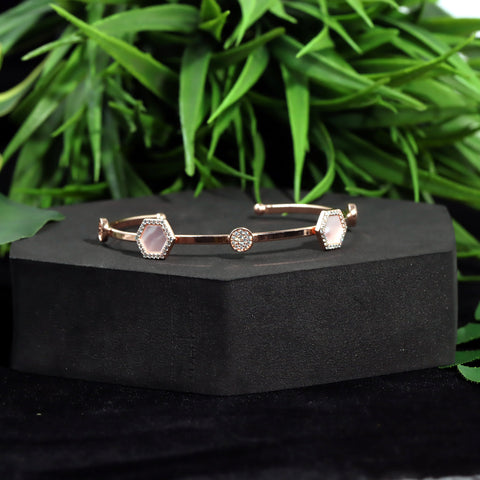 Rose Gold Hexagon With Round Shape  Bracelet