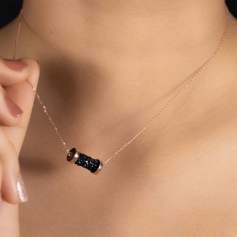 Rose gold black diamond bar pendant with chain