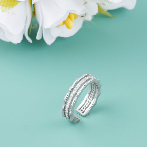 Silver Dual Band Adjustable Ring