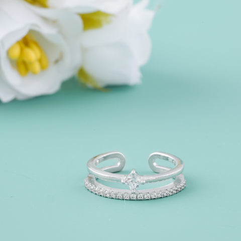 Two Layer Trendy  Silver Ring for Women