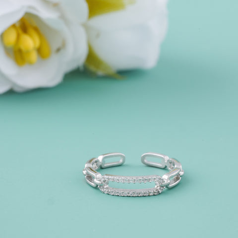 Chain Link Adjustable Silver Ring By ERI Silvers