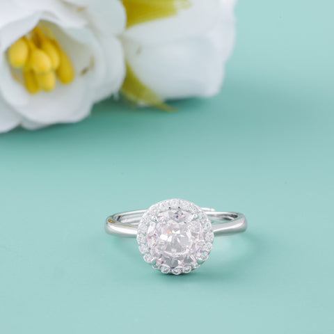 Silver Pink  Solitaire Diamond Ring For woman