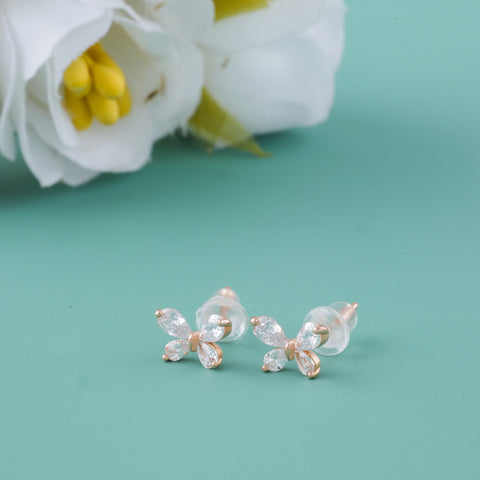 Butterfly 92.5 Rose Gold Plated  Silver Earrings For Women