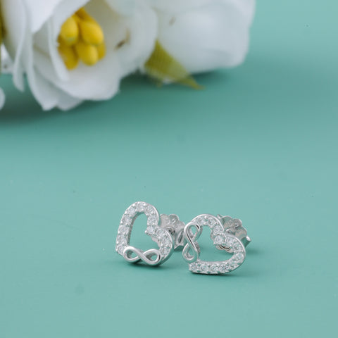 925 Sterling Silver Heart & Infinity Stud Earrings for Women
