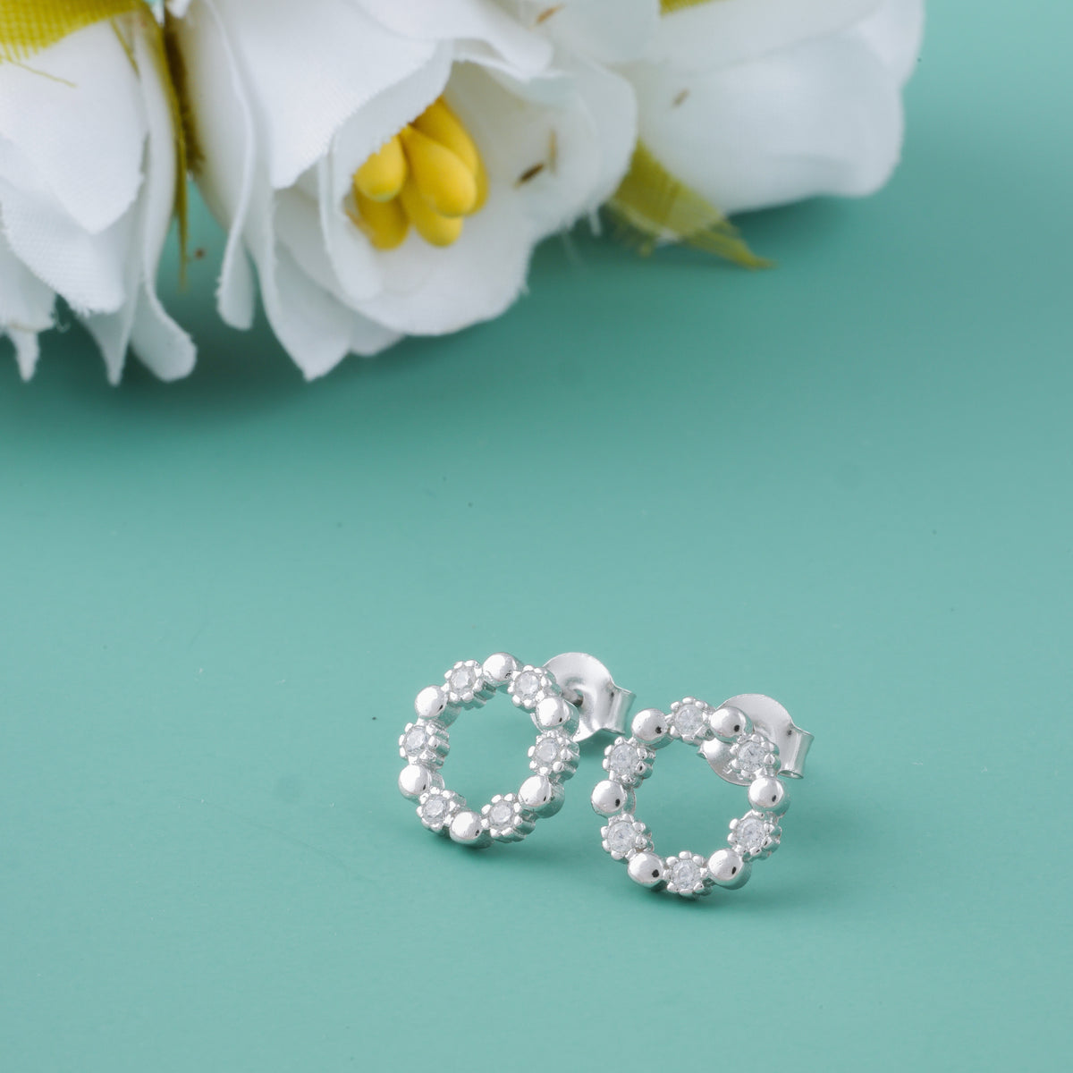 925 Sterling Silver Circle Stud Earrings for Women
