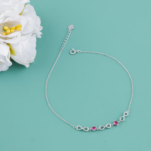 925 Sterling Silver Symbol of Eternal Love Infinity Charm Anklet for Women