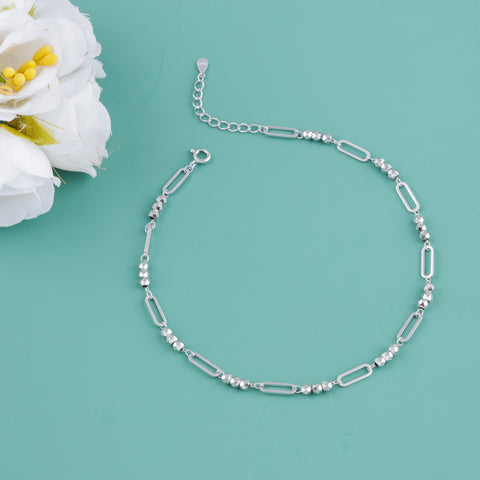 Silver Bead Anklet for Women