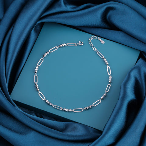 Silver Bead Anklet for Women