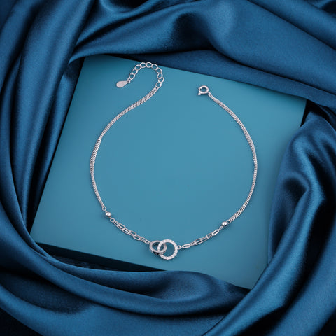 Silver Interlocking Circle Anklet For Women