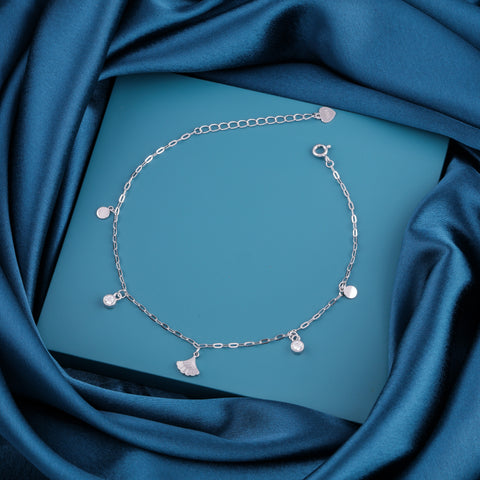 925 Sterling Silver Minimal Charm Anklet for Women