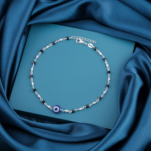 925 Sterling Silver  Evil Eye Charm Anklet for Women