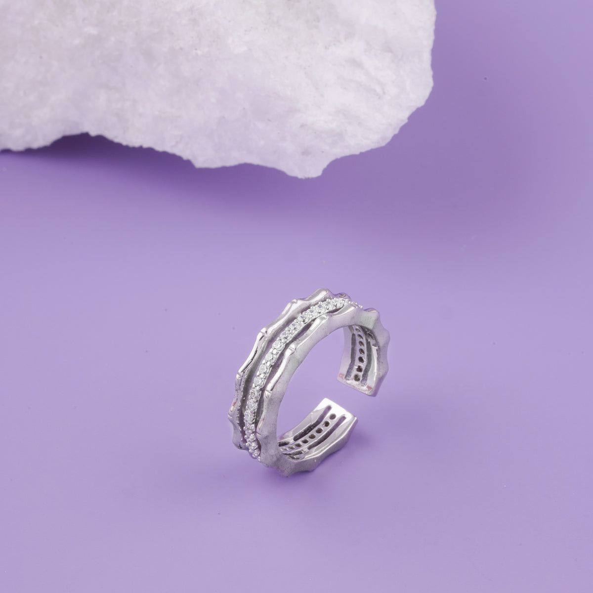 Silver Dual Band Adjustable Ring