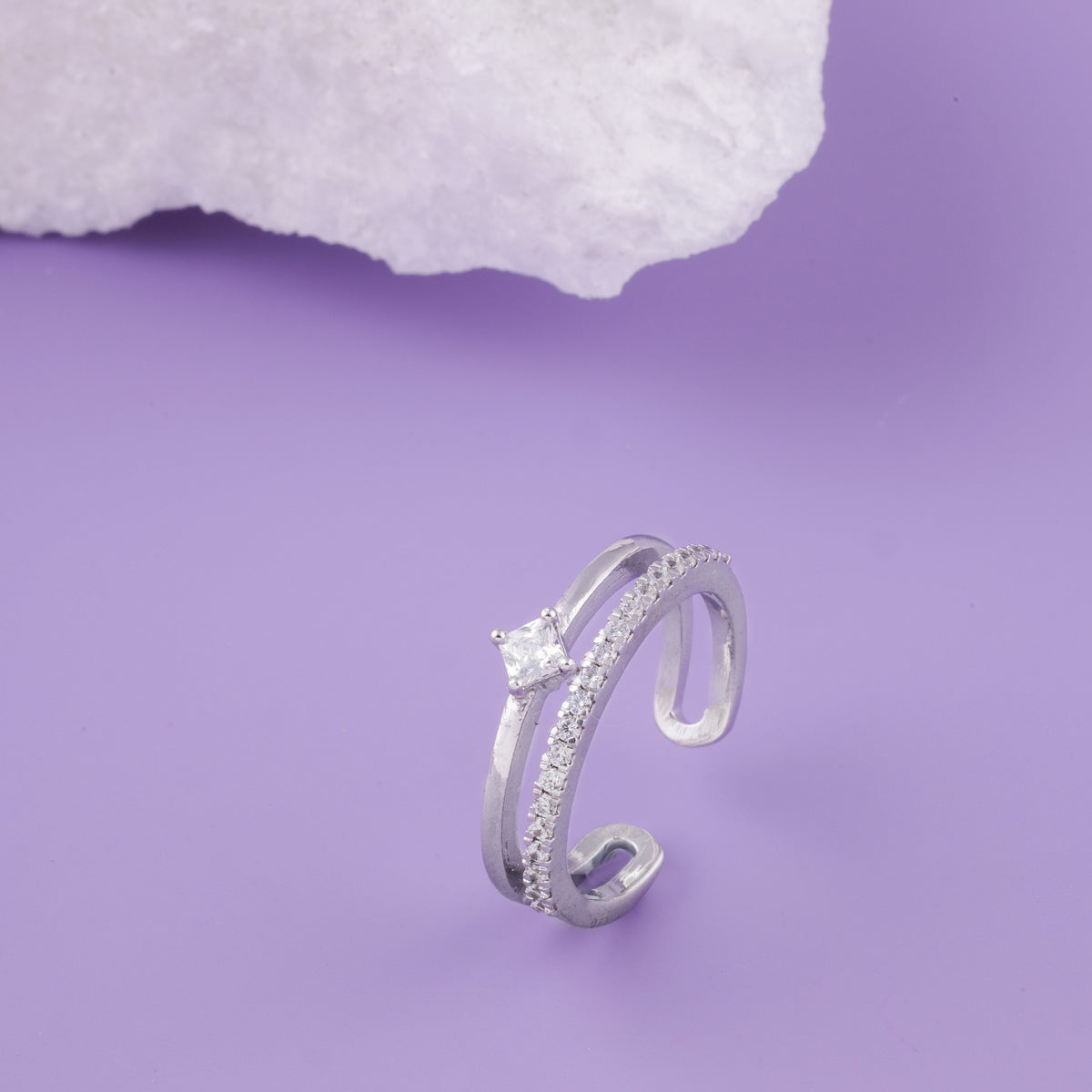 Two Layer Trendy  Silver Ring for Women